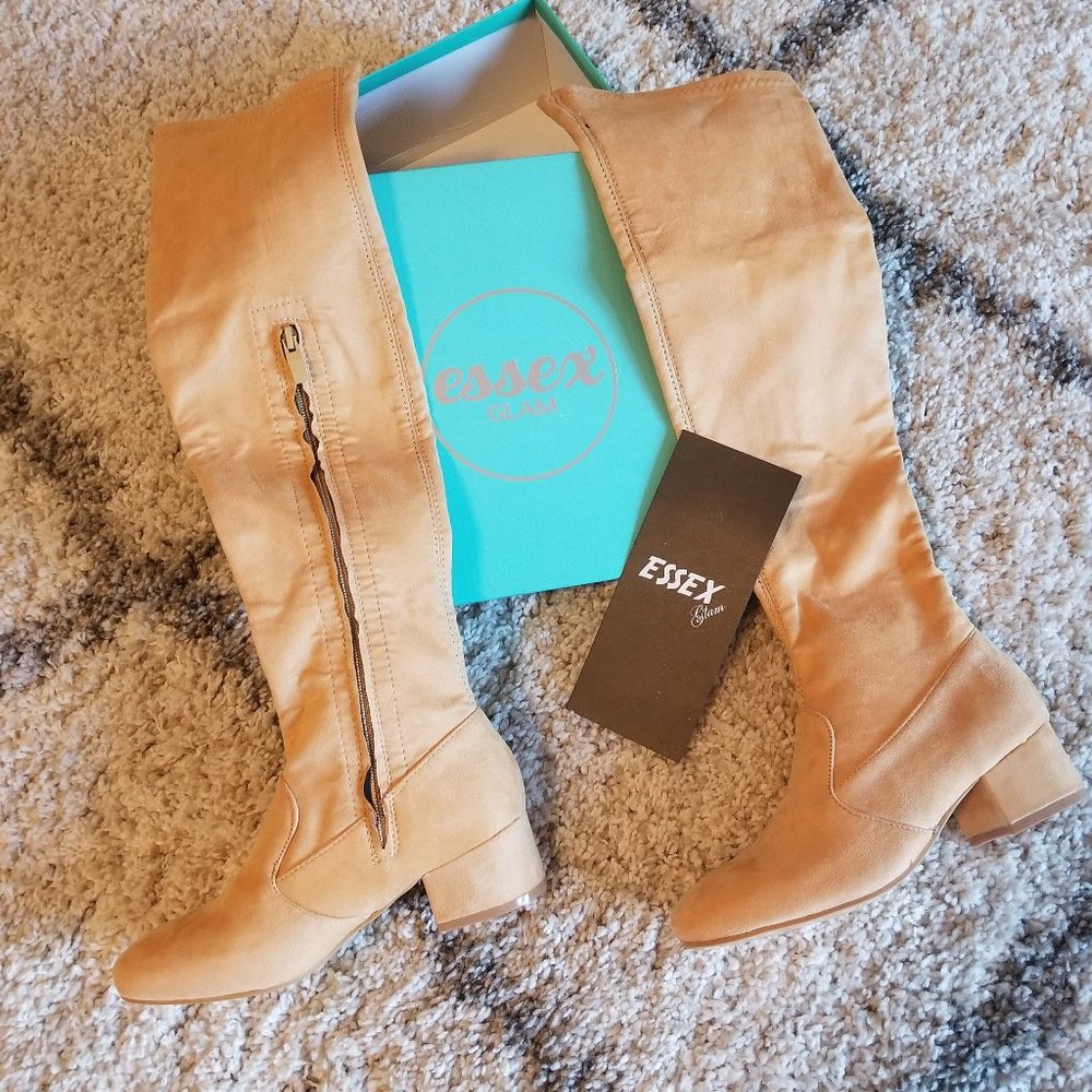 Over the knee mustard suede boots